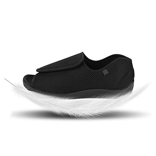 IBLUELOVER - Pantuflas diabéticas para hombres y mujeres, de espuma viscoelástica, zapatillas ajustables, cierre de velcro, sandalias, pies anchos abiertos, zapatillas para ancianos