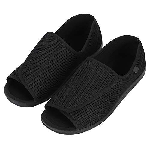 IBLUELOVER - Pantuflas diabéticas para hombres y mujeres, de espuma viscoelástica, zapatillas ajustables, cierre de velcro, sandalias, pies anchos abiertos, zapatillas para ancianos