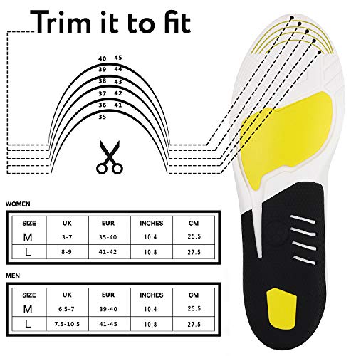 Inserciones de Fascitis Plantar, Plantillas de Zapatos ortopédicos para Hombres y Mujeres, Plantillas de Confort atlético Absorción de Choque Adicional Plantillas de Trabajo (L:41-45)