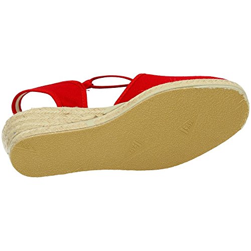 ISASA 0881/011 Zapatillas con CUÑA Mujer Alpargatas Rojo 38