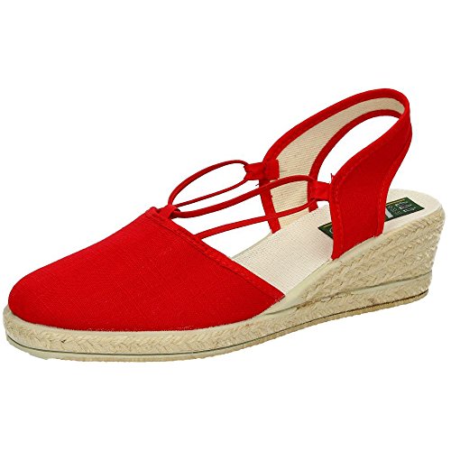 ISASA 0881/011 Zapatillas con CUÑA Mujer Alpargatas Rojo 38