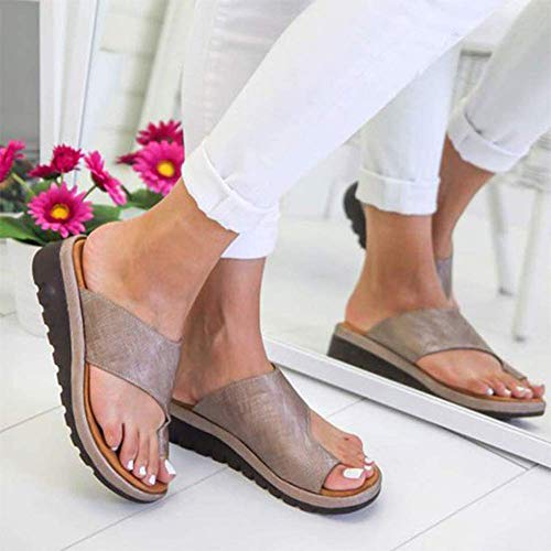 JFFFFWI Sandalias de Plataforma para Mujer Zapatillas ortopédicas Corrector de juanetes Cómodas Sandalias de tacón de cuña Zapatos Casuales para Caminar Zapatos de Viaje de Playa de Verano para Novi