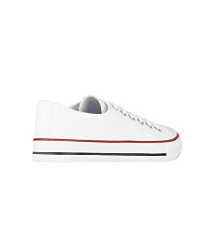 KRISP Zapatillas Mujer Tipo Estilo Imitación Casuales Lona Cordones Baja Alta Puntera Goma, (Blanco (2345), 36 EU (3 UK)), 2345-WHT-3