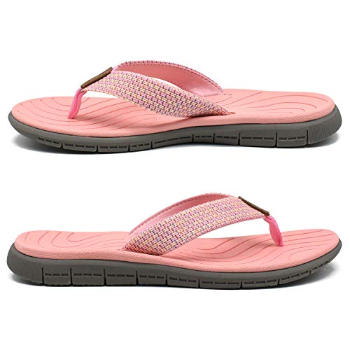 KuaiLu Chanclas Mujer Verano Playa Piscina Comodas Piel Sandalias Planas Caminar Ortopedicas Zapatos