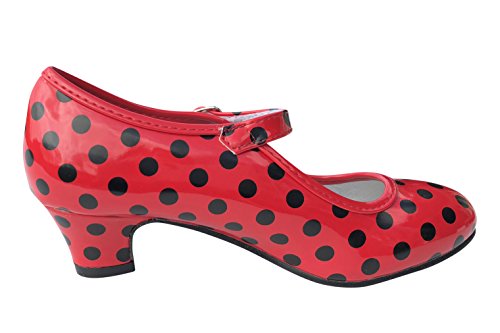 La Señorita Zapato Flamenco Baile Sevillanas niña o Mujer Rojo Negro