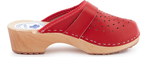 Ladeheid Zuecos de Madera Sandalias Mujer LABR307 (Rojo, 36 EU)