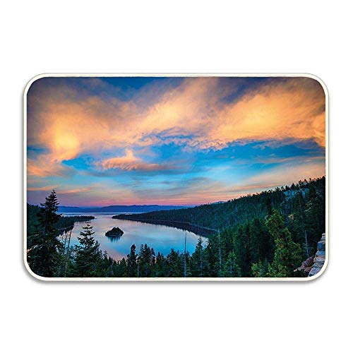 Lake Tahoe Vista de ángulo alto Lago de agua dulce californiano Escena de tranquilidad Alfombra de sol al atardecer Alfombrilla antideslizante Alfombras de baño absorbentes Alfombras de espuma viscoel