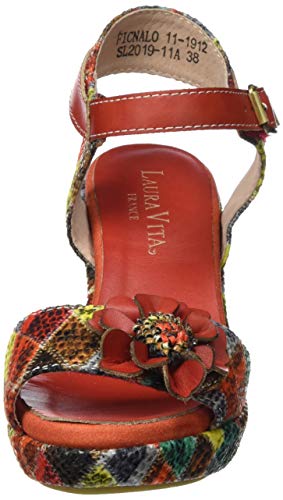 Laura Vita Ficnalo 11, Sandalias con Punta Abierta para Mujer, Rojo (Rouge Rouge), 36 EU