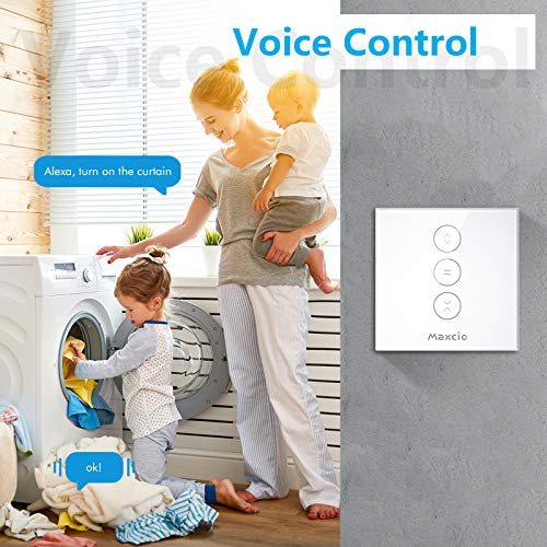 【LED Controlable】 Interruptor Persiana, Maxcio Interruptor Inteligente Control por WiFi y Voz Compatible con Alexa y Google Home con Temporizador para Motor Tubular de Cortinas, 4 Piezas