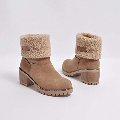 Logobeing Botas Mujer Invierno Botines Mujer Tacon Alto Plataforma Botas Mujer Cuñas Zapatos de Invierno Botas de Nieve Calzado Botas Cálidas Flock Altas(39,Marrón)