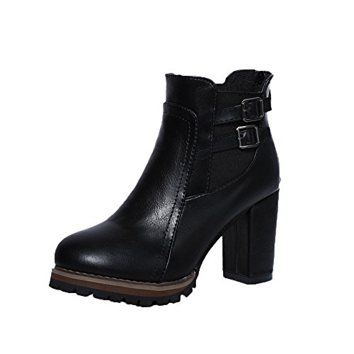 Logobeing Botas Mujer Invierno Botines Mujer Zapatos de Mujer Zapatos de Tacón Alto Botines de Plataforma Tacon Antideslizantes Zapatos (35, Negro)