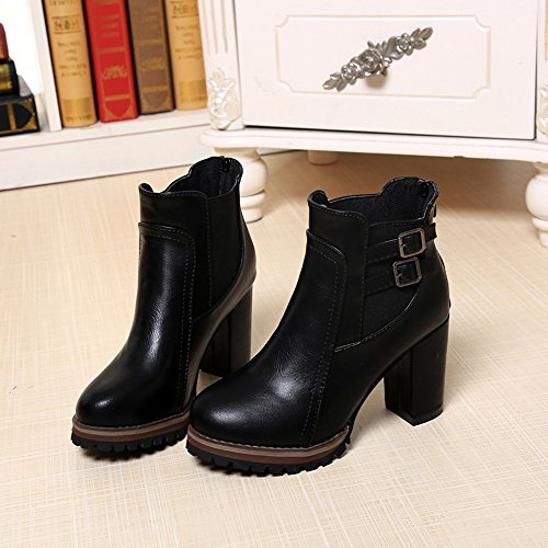 Logobeing Botas Mujer Invierno Botines Mujer Zapatos de Mujer Zapatos de Tacón Alto Botines de Plataforma Tacon Antideslizantes Zapatos (37, Negro)