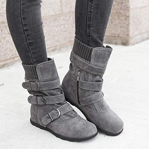 Logobeing Tacones Mujer Plataforma Zapatos Botines de Tacon Mujer Invierno Cómodo Moda 2018 Botas Altos Cuña Zapatos de Tacón Mujer-07143(38,Gris)