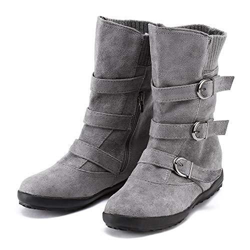 Logobeing Tacones Mujer Plataforma Zapatos Botines de Tacon Mujer Invierno Cómodo Moda 2018 Botas Altos Cuña Zapatos de Tacón Mujer-07143(38,Gris)