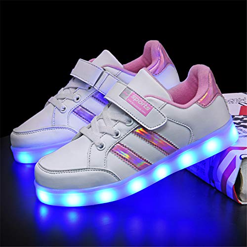 Lovelysi Unisex Zapatos Zapatillas de LED 7 Colors USB Carga Luz Luminosas Flash Deporte para Deportivas para Navidad Fiesta de Regalo Niños Niñas