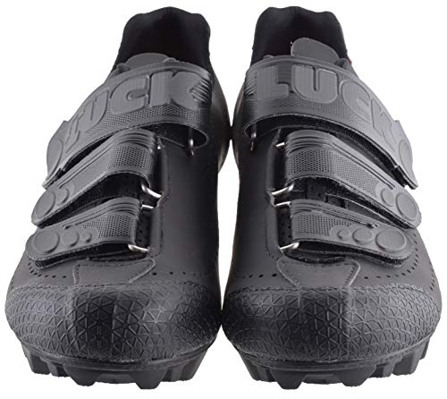 LUCK Matrix Revolution. Zapatillas Ciclismo MTB. Hombre, Mujer. Suela de Carbono Rígida y Ligera. Triple Velcro para un Ajuste Zapatos Ciclismo montaña Negro (38 EU, Negro)