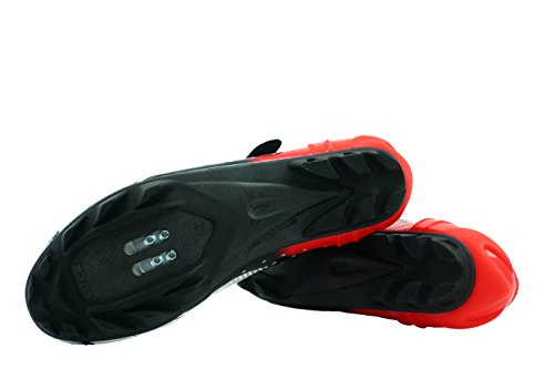 LUCK Zapatillas de Ciclismo Extreme 3.0 MTB,con Suela de Carbono y Triple Tira de Velcro de sujeción ademas de Puntera de Refuerzo. (47 EU, Rojo)