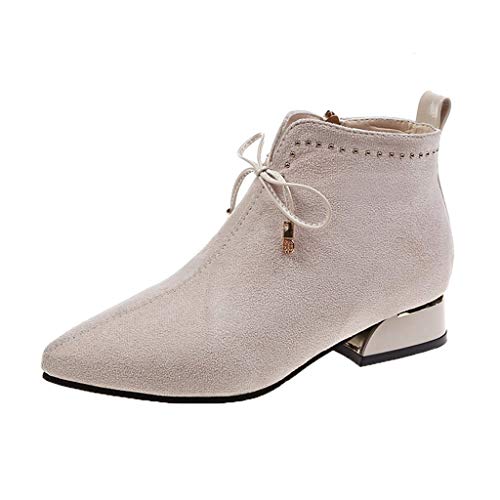 Luckycat Mujer Botas Cordones Plataforma Botin Plataforma Cordones Tacon Ancho Zapatos Remache Botines Mujer Tacón Medio Chelsea Piel Elásticos 3 Cm Zapatos De Botas Comodos Fiesta Vintage