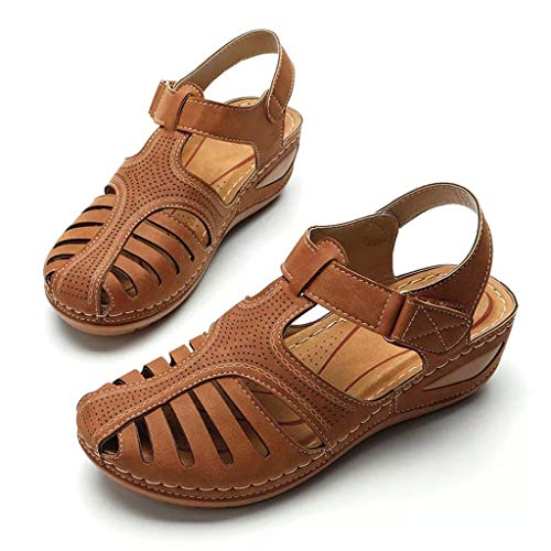 Luckycat Sandalias Punta Cerrada para Mujer Sandalias de Verano de Cuero Sandalias Planas Cómodos Sandalias Mujer de Cuero Planas Cómodos Casual Mocasines Loafers Moda Zapatos Plano Verano Sandalias