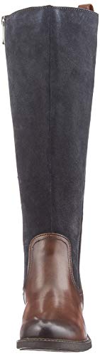 Marco Tozzi 2-2-25504-25 Wildleder Langschaftstiefel, Botas a la Altura de Rodilla Mujer, DK.Navy Comb, 36 EU