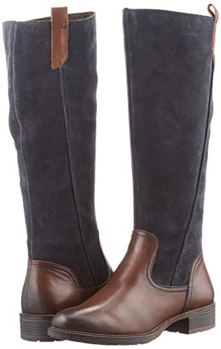 Marco Tozzi 2-2-25504-25 Wildleder Langschaftstiefel, Botas a la Altura de Rodilla Mujer, DK.Navy Comb, 36 EU