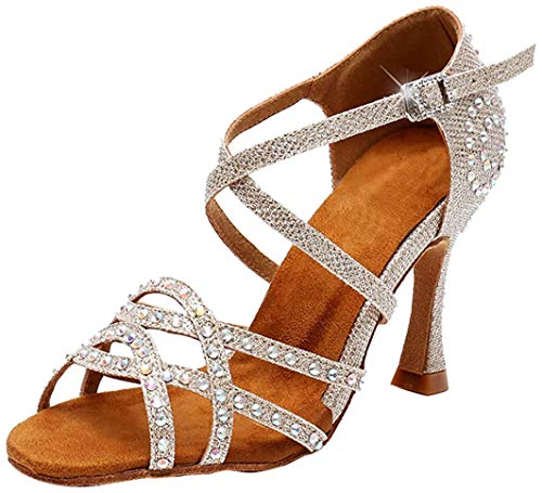 MGM-Joymod - Sandalias de baile latino para mujer., color Dorado, talla 35.5 EU