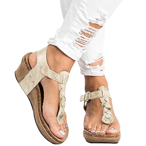 Minetom Mujer Sandalias Y Chancletas De Tacón Alto Plataforma Playa Zapatos De Verano Moda Casual Elegante Romanas Gladiadoras Casual Retro Plata EU 37