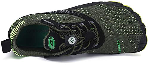 Minimalistas Zapatillas Hombre Mujer Barefoot Zapatillas Ligera Calzado Barefoot Cinco Dedos Zapatos de Trail Respirables Verde 42 EU