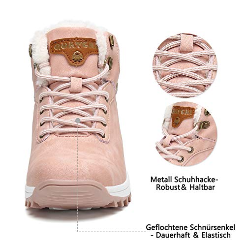 Mishansha Mujer Botas de Nieve Mujer Botines Zapatos Senderismo Impermeables Deportes Trekking Zapatos Impermeable Botas de Invierno Fur Forro Aire Libre Boots Rosa 37 EU