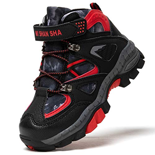 Mishansha Niños Zapatillas Montaña Antideslizante Zapatos de Senderismo Forro Cálido Calzado Deportivo Warm Boots Botas para Niño Nieve Impermeable, Rojo 33