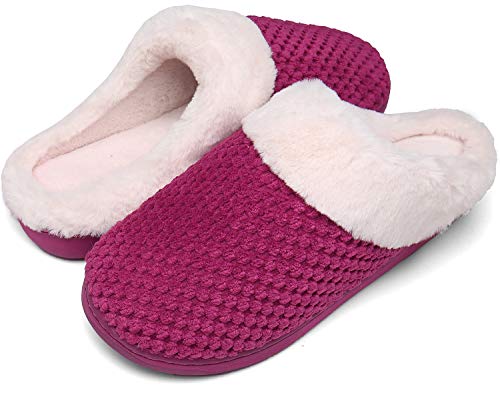 Mishansha Pantuflas Hombre Zapatillas de Estar por Casa para Mujer Invierno Antideslizantes CáLido Cómodas Memory Foam Slippers Rosa Gr.38/39