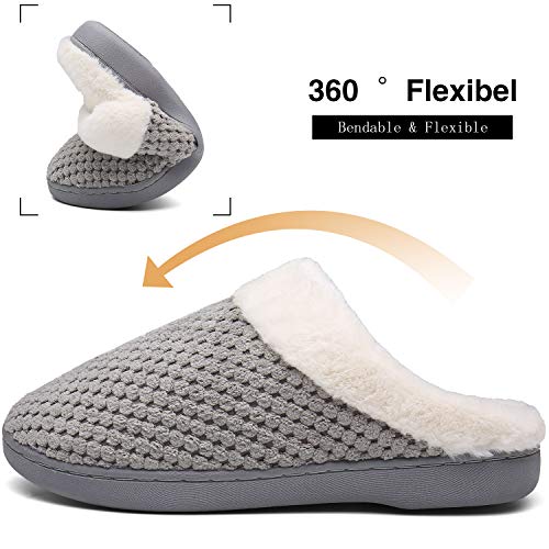 Mishansha Zapatillas de Casa Hombre Pantuflas Antideslizantes Mujer Cálido y Confortable Zapatillas de Espuma Viscoelástica Gris Gr.38/39