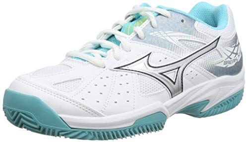 Mizuno Break Shot 2 CC, Zapatillas de Tenis Mujer, Blanco (White/Silver/Blue Curacao 03), 38.5 EU