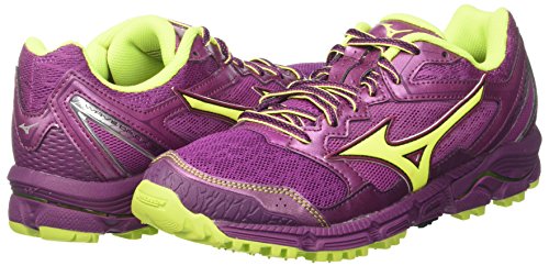 Mizuno Wave Daichi 3 Wos, Zapatillas de Running Mujer, Multicolor (Clover/safetyyellow/Darkpurple 44), 36.5 EU