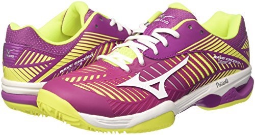 Mizuno Wave Exceed Tour CC Wos, Zapatillas de Tenis Mujer, Rosa (Cloverwhitesafetyyellow), 41 EU