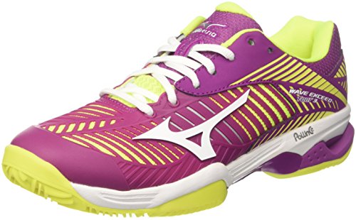 Mizuno Wave Exceed Tour CC Wos, Zapatillas de Tenis Mujer, Rosa (Cloverwhitesafetyyellow), 41 EU