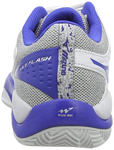 Mizuno Wave Flash CC, Zapatillas de Tenis Mujer, Blanco (Wht/Dazzling Blue/Hrise 25), 38 EU