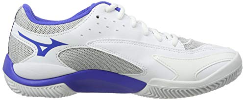 Mizuno Wave Flash CC, Zapatillas de Tenis Mujer, Blanco (Wht/Dazzling Blue/Hrise 25), 38 EU