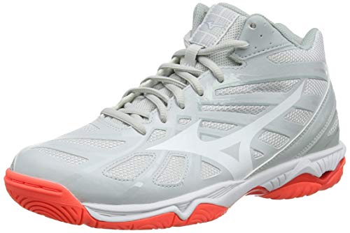 Mizuno Wave Hurricane 3 Mid, Zapatillas de Voleibol Unisex Adulto, Gris Glaciergray Dark Shadow Fiery Coral 60, 38 EU