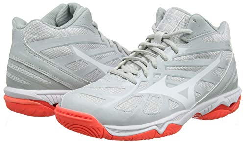 Mizuno Wave Hurricane 3 Mid, Zapatillas de Voleibol Unisex Adulto, Gris Glaciergray Dark Shadow Fiery Coral 60, 38 EU