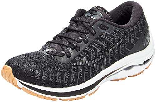 Mizuno Wave Rider 24 Waveknit, Zapatillas para Correr Mujer, Black/Dark Shadow/Biscuit, 38.5 EU