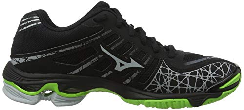 Mizuno Wave Voltage, Zapatillas de Voleibol Unisex Adulto, Negro Negro Alto Rise Verde Gecko 37, 43 EU