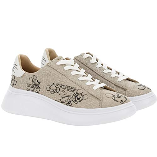 MOA - Zapatillas deportivas Double Gallery Mickey de rafia natural - MD611 Raffia - Talla Beige Size: 38 EU