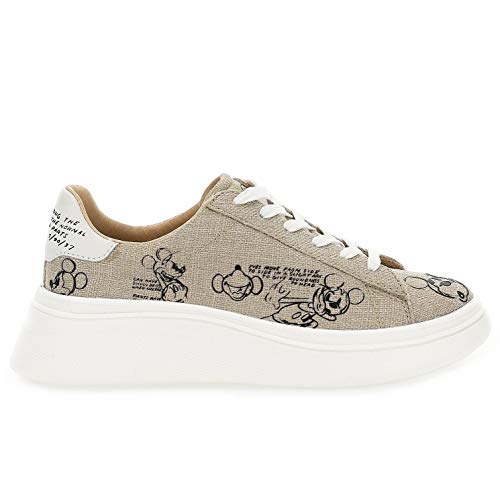 MOA - Zapatillas deportivas Double Gallery Mickey de rafia natural - MD611 Raffia - Talla Beige Size: 38 EU