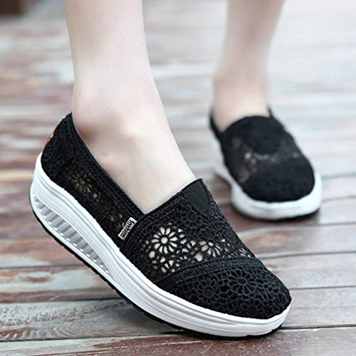 Mocasines De Verano para Mujer Sandalias De Malla Zapatos De Tacón Mediano Bajo Lazy Zapatos Cómodos De Muffin De Fondo Grueso Y Cómodos Zapatillas De Deporte para Correr Transpirables