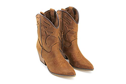 Modelisa - Botas Cowboy De Caña Media para Mujer (Cuero, Numeric_40)