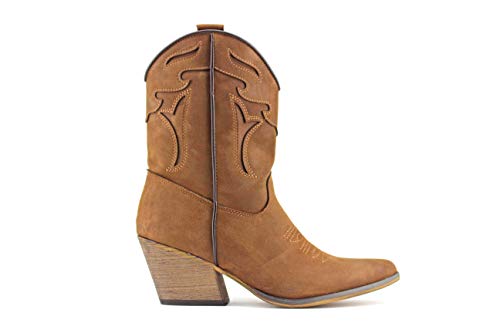 Modelisa - Botas Cowboy De Caña Media para Mujer (Cuero, Numeric_40)