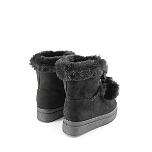 Modelisa - Botas Forradas Pompones con Pelo para Mujer (Negro, Numeric_41)