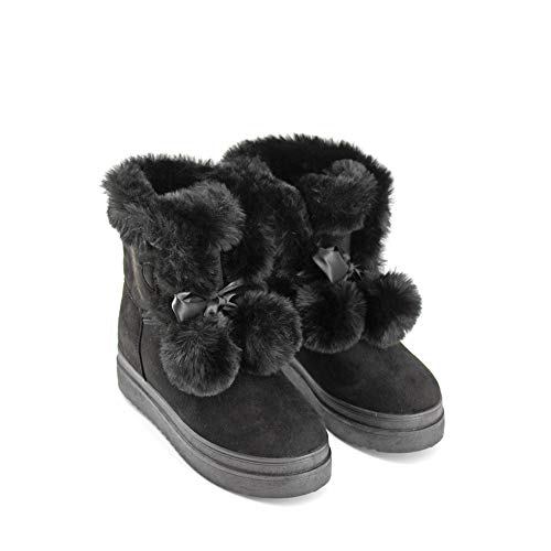 Modelisa - Botas Forradas Pompones con Pelo para Mujer (Negro, Numeric_41)