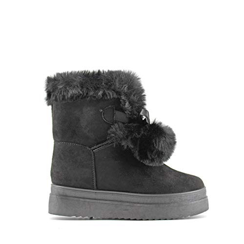 Modelisa - Botas Forradas Pompones con Pelo para Mujer (Negro, Numeric_41)